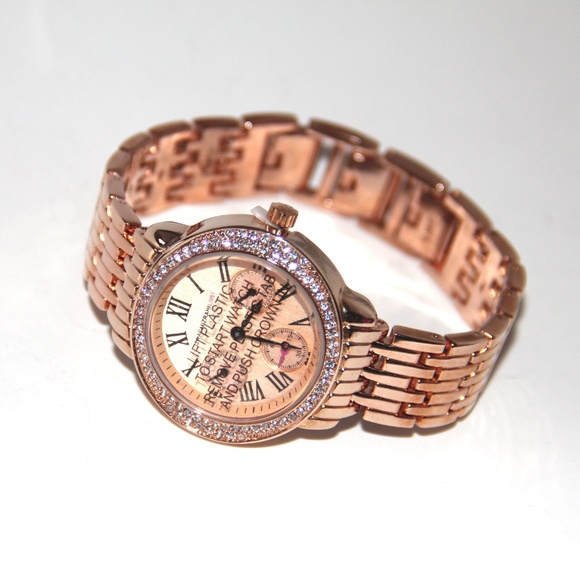 New! Isaac Mizrahi Rose Gold Rhinestone Watch main image 5